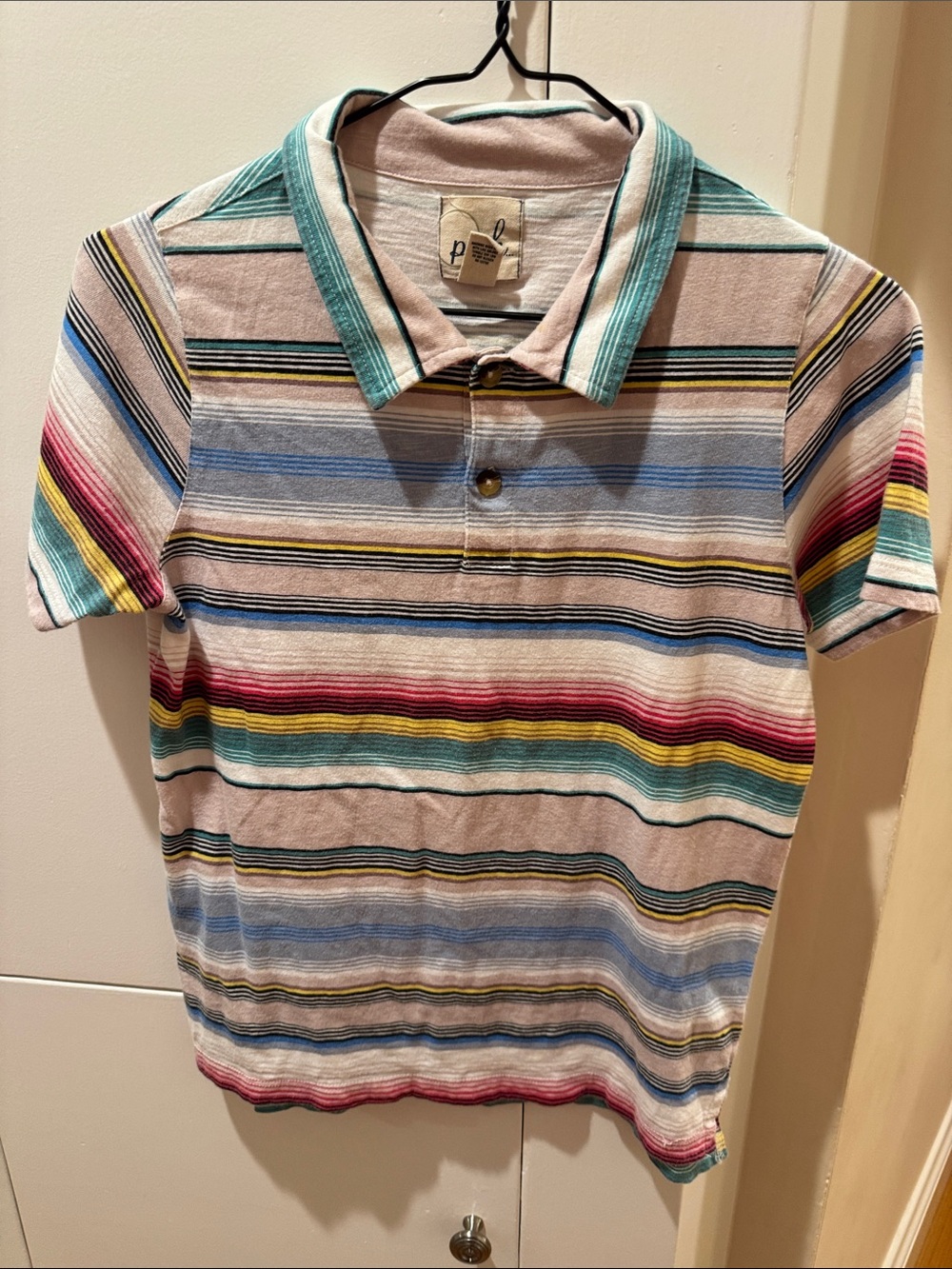 Peek Striped Polo in Turquoise, Blue, Red, Yellow & Cream